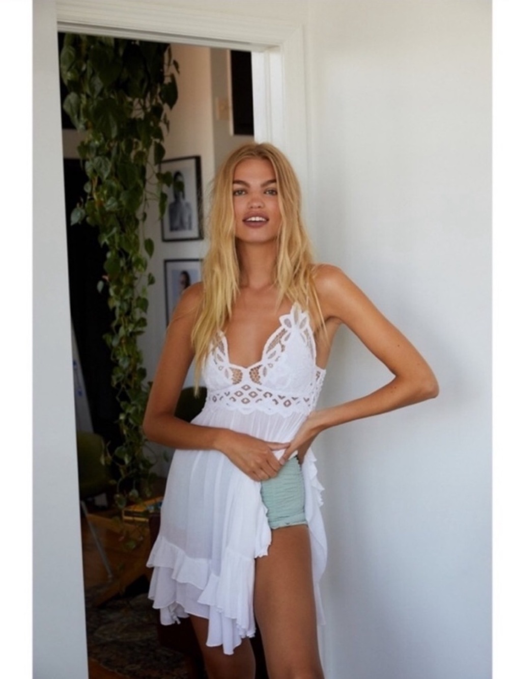 Free People Adela White Lace Intimately Mini Dress - NWT - L - Picture 2 of 6